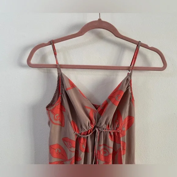 CYNTHIA VINCENT Floral Maxi Dress SIZE 2 SMALL Red Brown Tan Casual Flowy Breezy - Picture 5 of 8